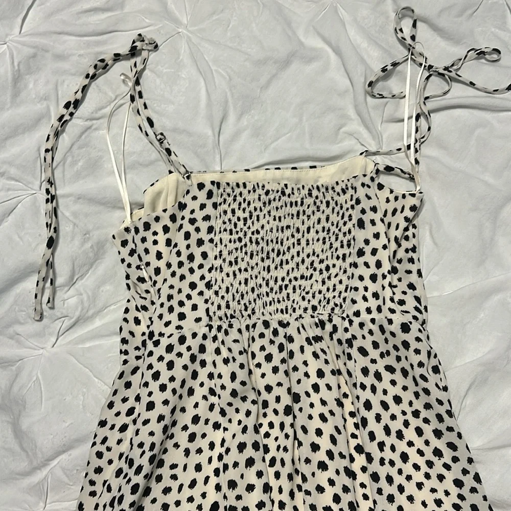 GB Medium Juniors Strappy White Cream Polka Dot Dress Mini Dress - Picture 13 of 16